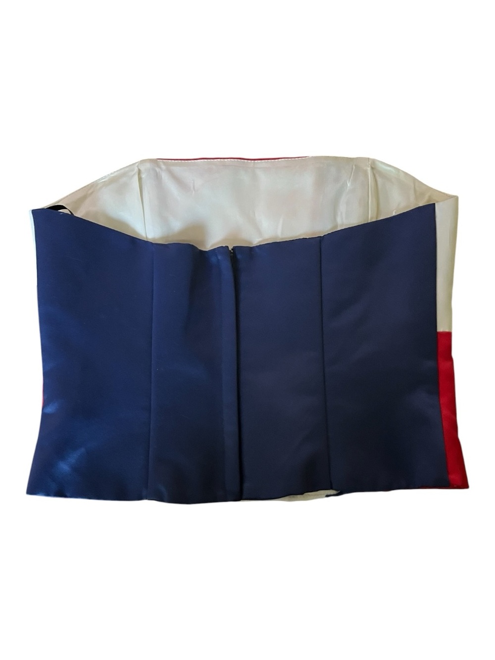 Jessica McClintock Red, White & Navy Strapless Colorblock Top - Picture 3 of 6
